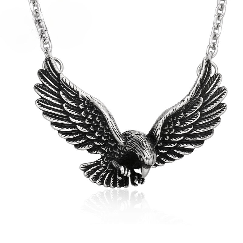 Vintage Stainless Steel Eagle Pendant Necklace for Men - Trendy Titanium Steel Jewelry
