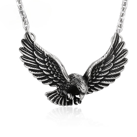 Vintage Stainless Steel Eagle Pendant Necklace for Men - Trendy Titanium Steel Jewelry