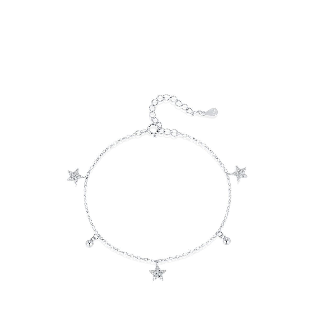 925 Sterling Silver Star Clover Zircon Bracelet