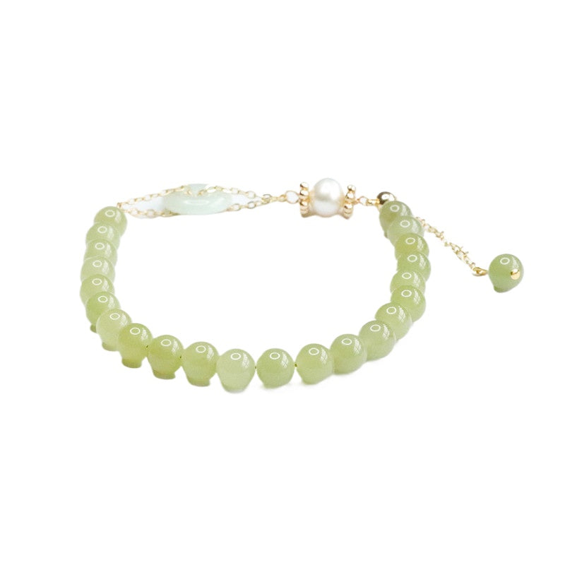 Hetian Jade & Jadeite Peace Buckle Tassel Bracelet