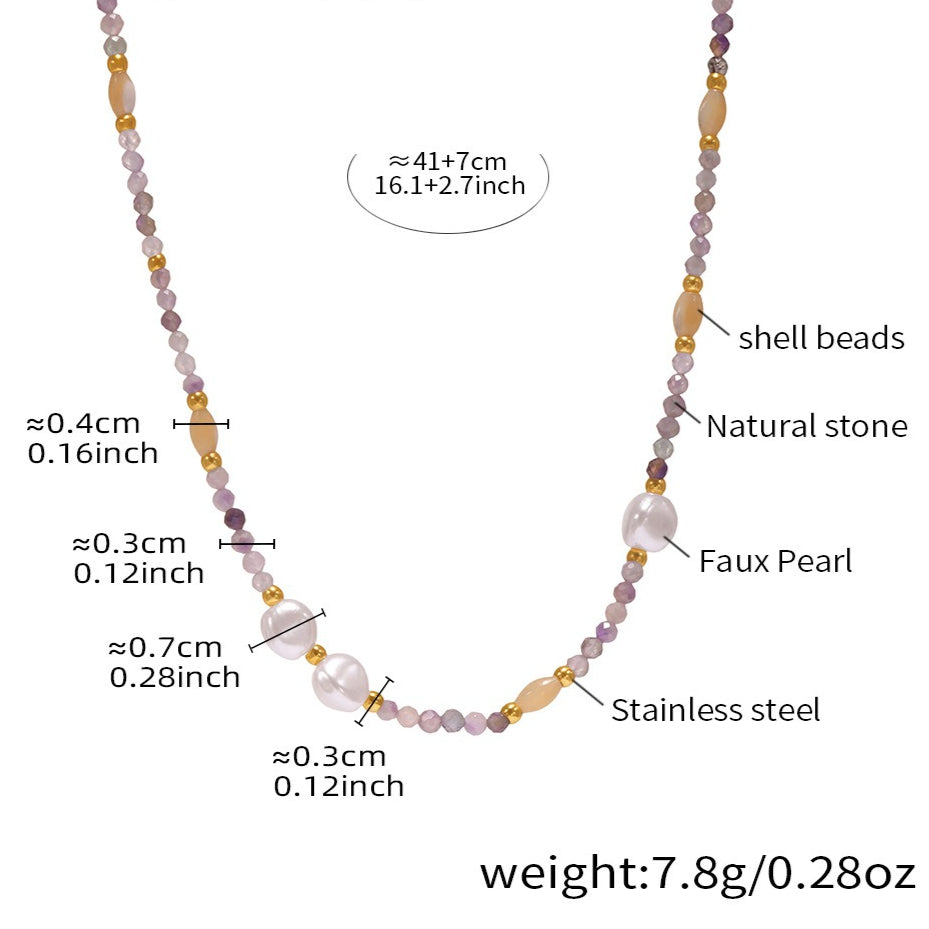 Planderful French Natural Gold Bead Clavicle Necklace Women