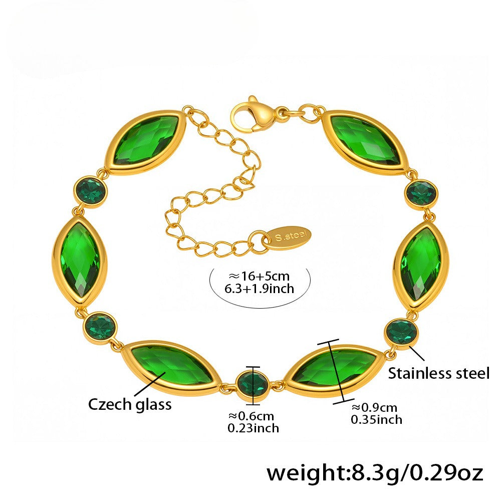 Planderful Crystal Glass Bracelet Luxury 18K Gold Women