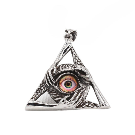 All Seeing Eye Freemason Pyramid Pendant Titanium Steel Durable Unisex Necklace By Planderful For Men And Style Seekers