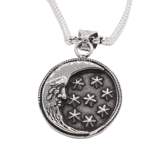 Planderful Moon Star Pendant Titanium Steel Unisex Jewelry Everyday Genie Collection Durable Protection Statement