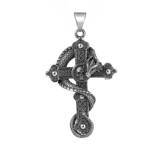 Halloween Dragon Skull Cross Titanium steel Pendant for Men