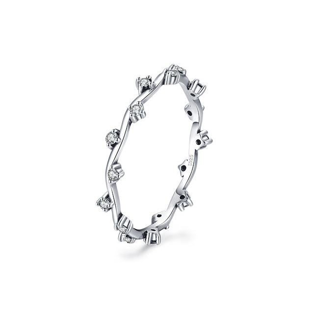 Everyday Genie Sterling Silver Zircon Inlay Ring for Women, Size 5-10