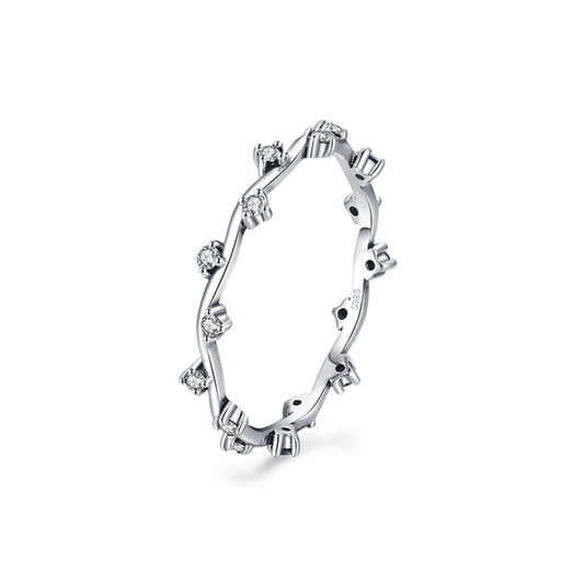 Everyday Genie Sterling Silver Zircon Inlay Ring for Women, Size 5-10