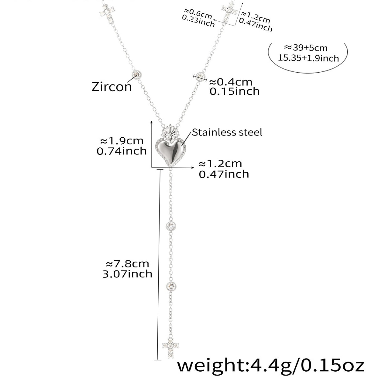 Planderful Zircon Cross Necklace Multi Layer Fringed Women