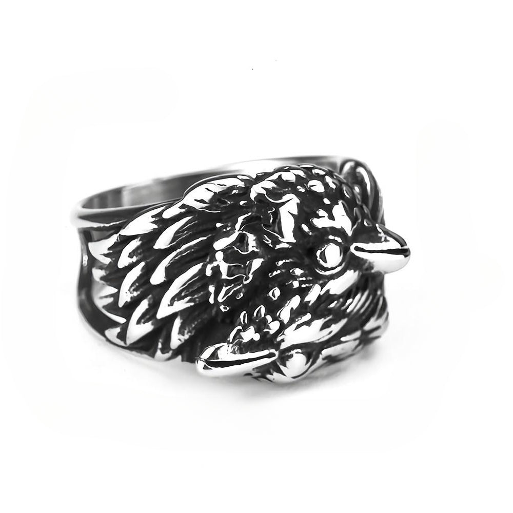 Foreign Trade New Viking Double-Headed Crow Stainless Steel Ring for Men