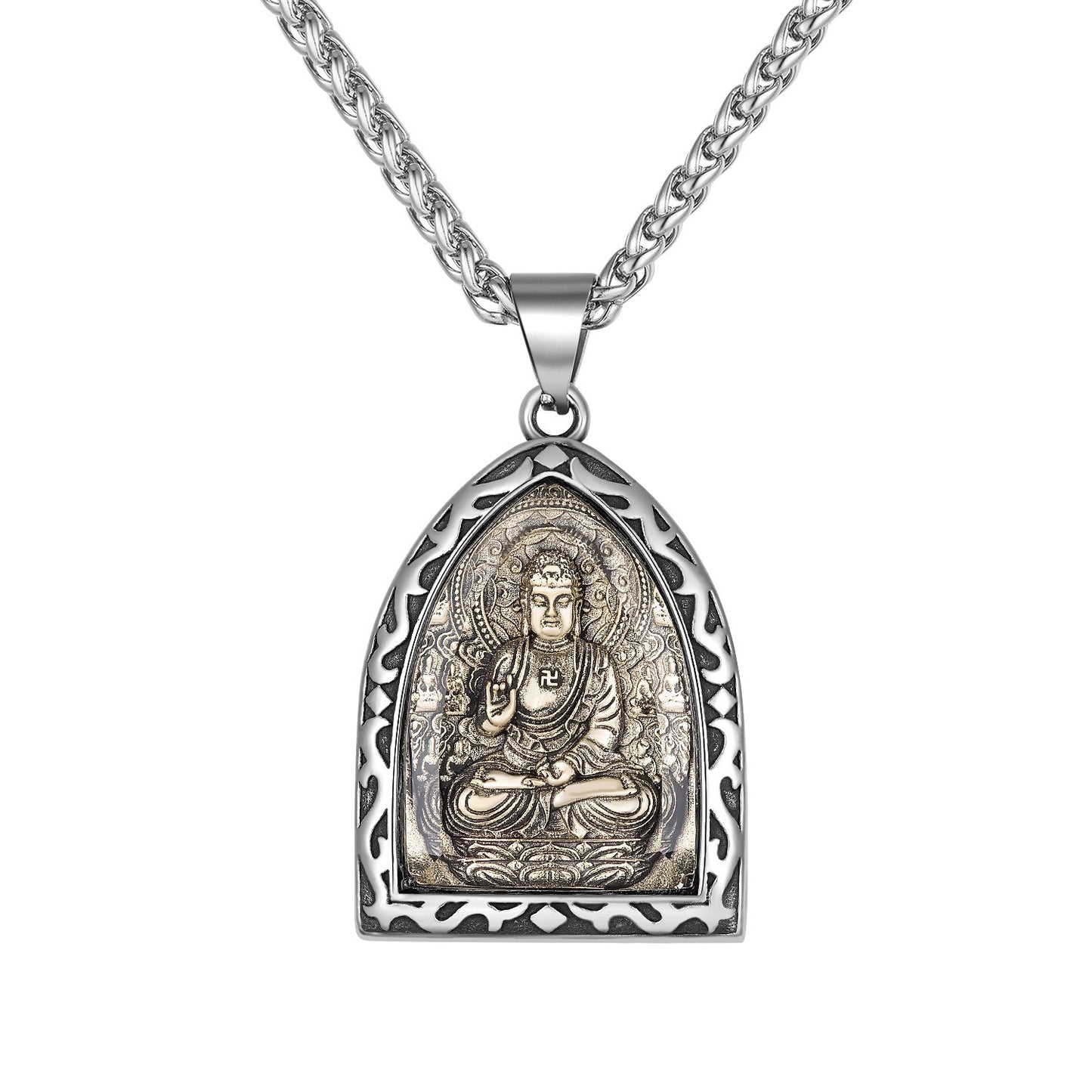 Steel Necklace – Elegant Zodiac Buddha Pendant