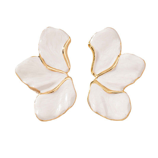 Planderful Vienna Verve Earrings – Elegant Oil-Dripping Metal Petal Design