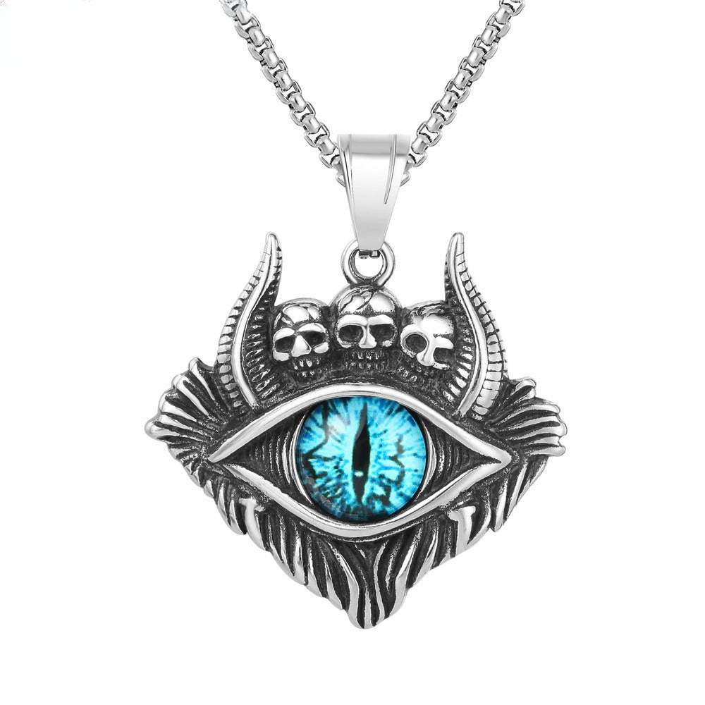 Punk Devil's Eye Titanium Steel Pendant Necklace