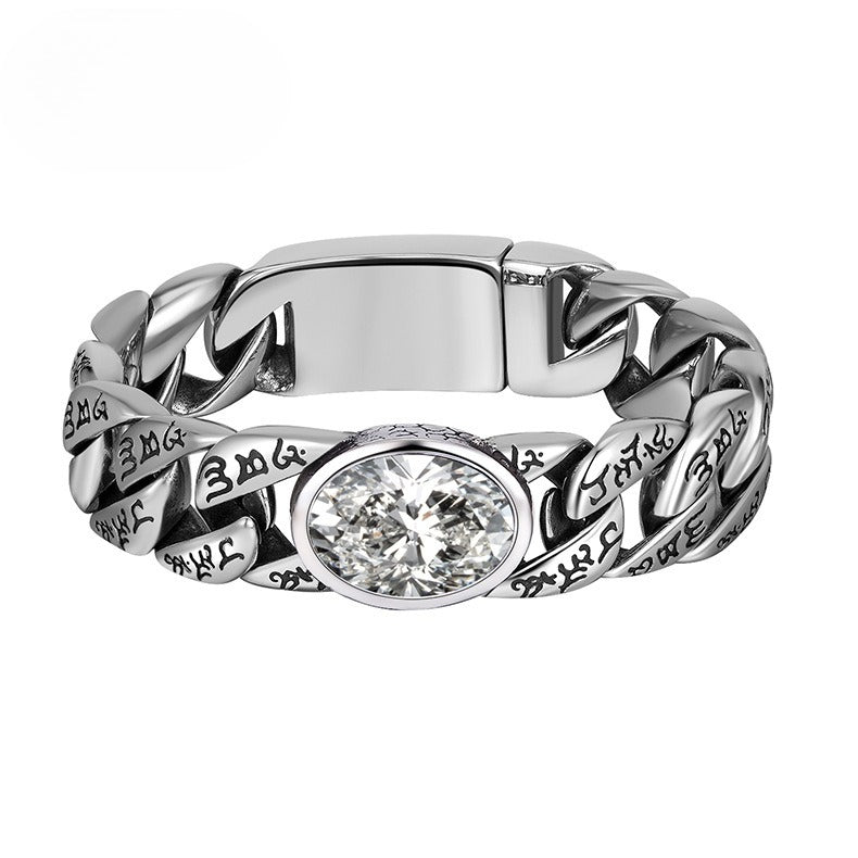 Zircon Bracelet - Statement Punk Style For Men Stainless Steel Wristwear Perfect For Everyday Streetwear