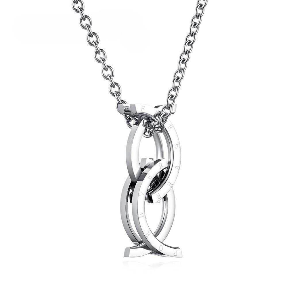 Planderful Kissing Fish Deformation Ring Trendy Foldable Retractable Stainless Steel Pendant For Unisex Men
