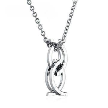Planderful Kissing Fish Deformation Ring Trendy Foldable Retractable Stainless Steel Pendant For Unisex Men