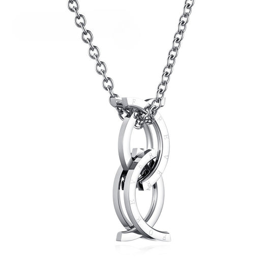 Planderful Kissing Fish Deformation Ring Trendy Foldable Retractable Stainless Steel Pendant For Unisex Men