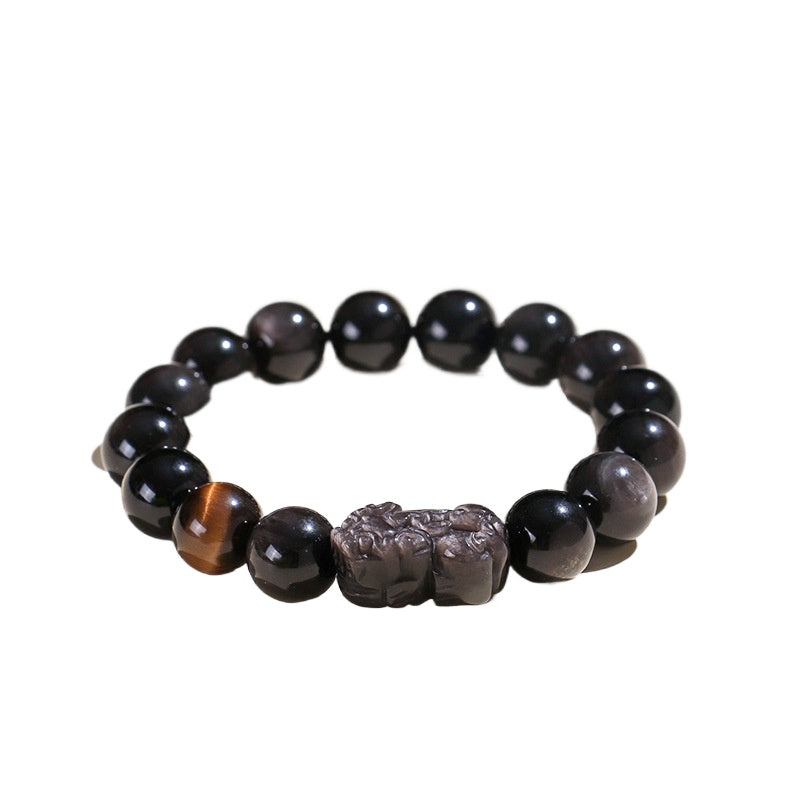 Planderful Fortune's Favor Bracelet – Elegant Crystal and Obsidian Design