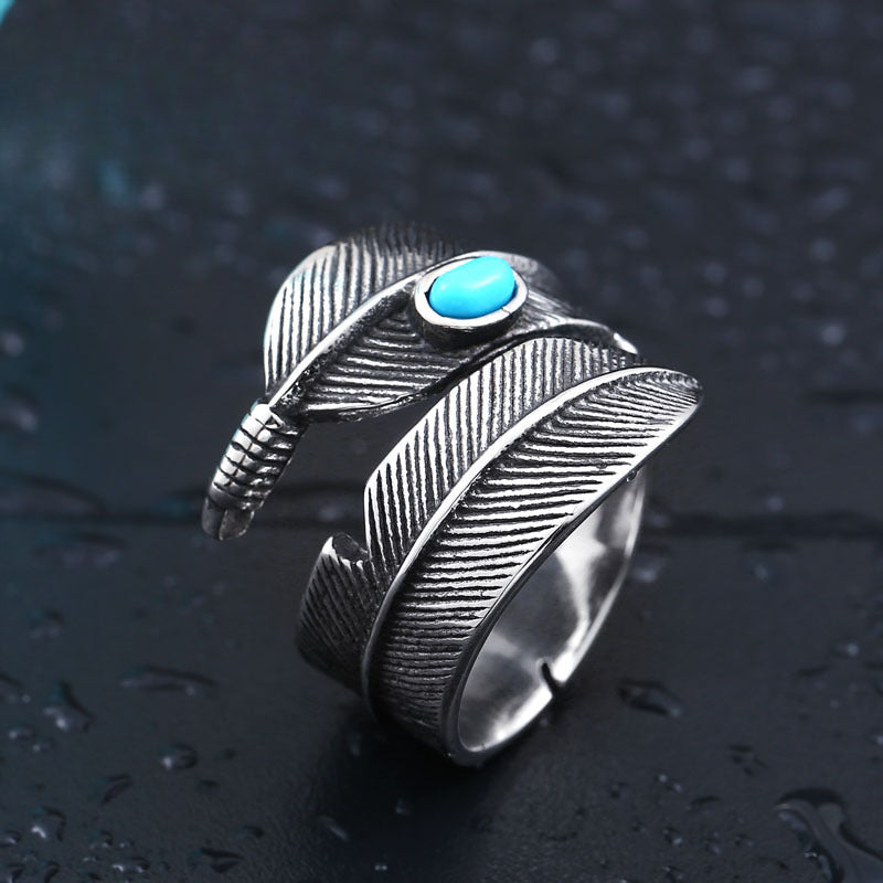 Stylish Unisex Titanium Steel Turquoise Takahashi Ring with Adjustable Fit