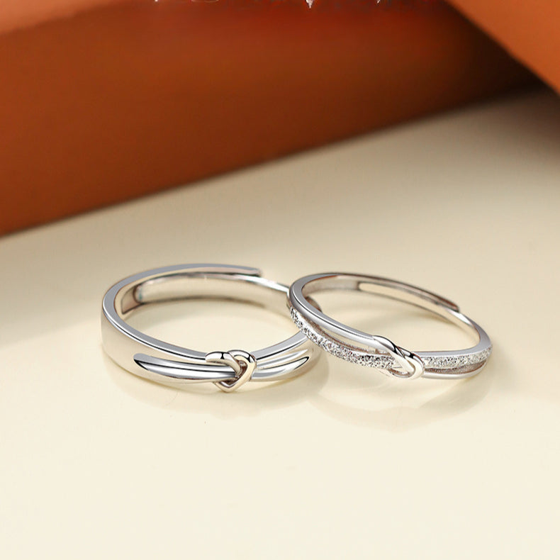 925 Sterling Silver Love-Interwoven Couple Ring Set