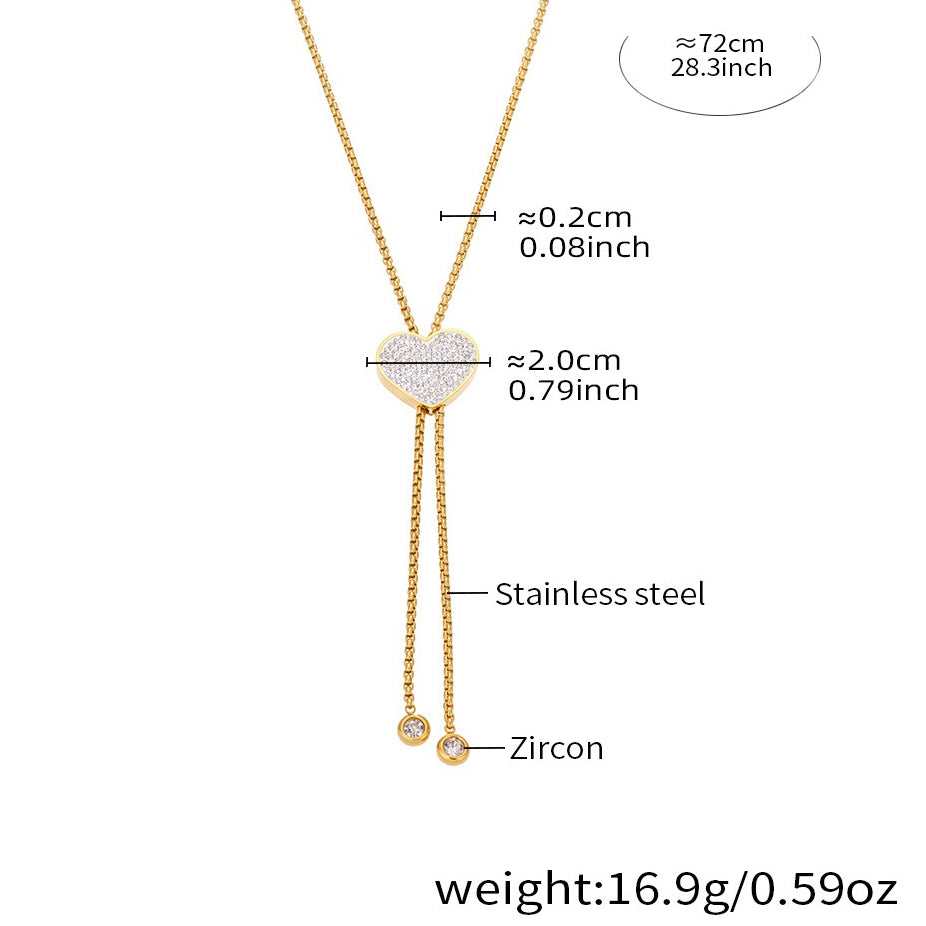 Planderful Tassel Love 5A Zircon Necklace 18K Gold Women