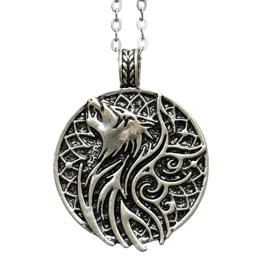 Viking Wolf Head Necklace with Nordic Charm - Men's Trendy Pendant in Norse Legacy Collection