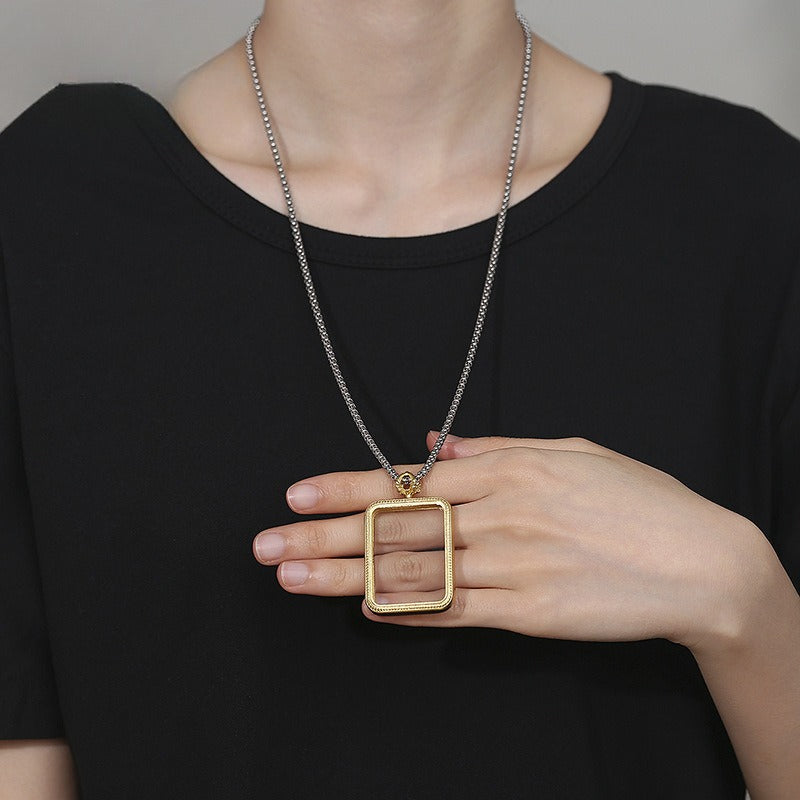 Titanium Steel Necklace – Elegant Thangka Box Pendant