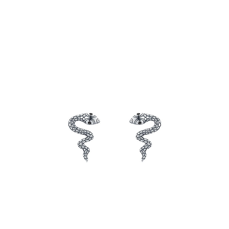 Sterling Silver Snake Earrings - Classic Punk Style for Men and Women