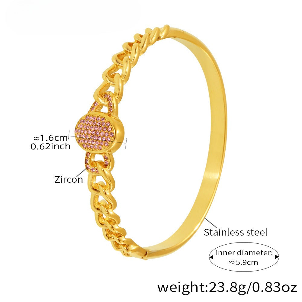 Planderful Stainless Steel NK Chain Zircon Bracelet Unisex