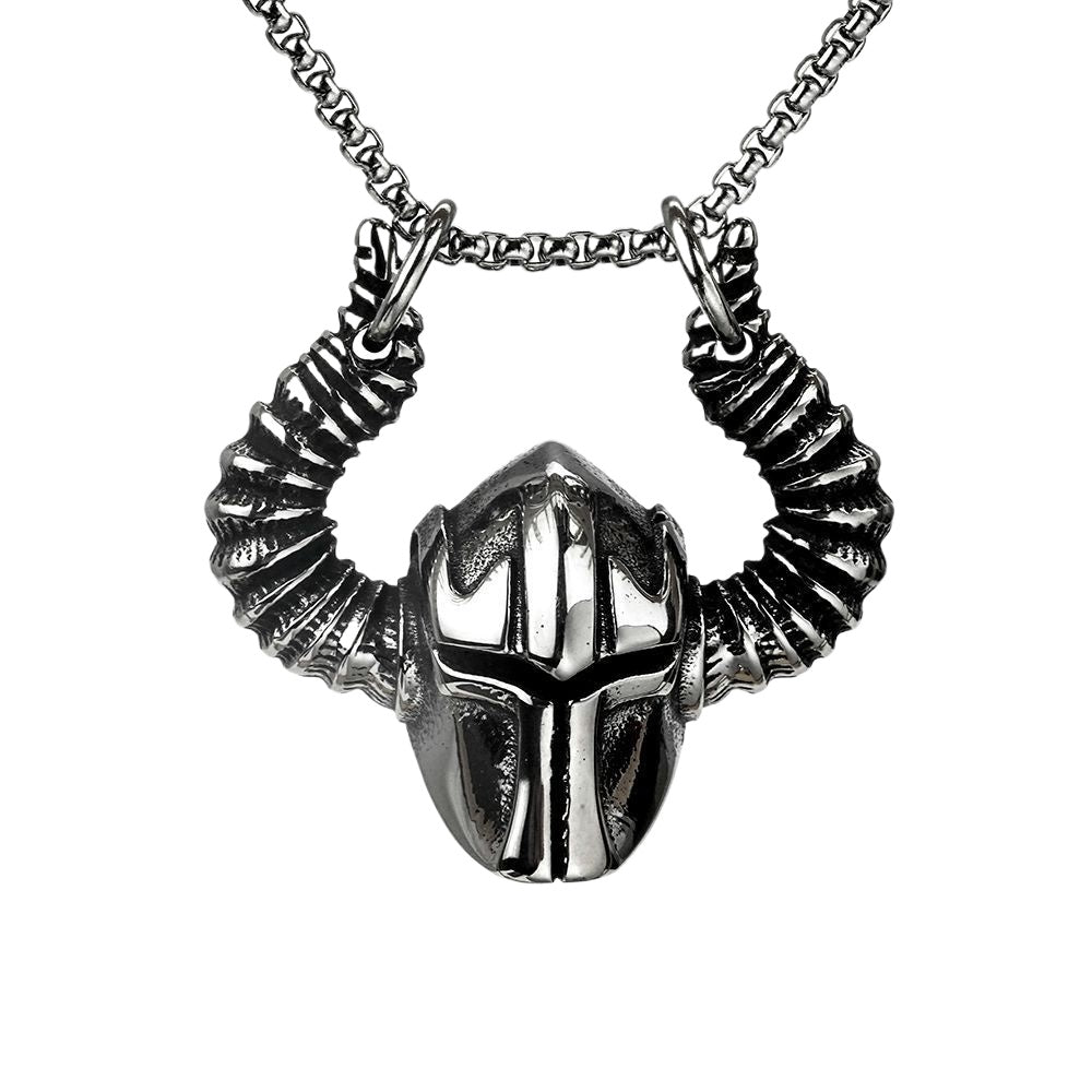 Planderful Shop Iconic Odin Helmet Pendant Norse Style For Men Stainless Steel Titanium Horn Jewelry