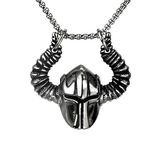 Planderful Shop Iconic Odin Helmet Pendant Norse Style For Men Stainless Steel Titanium Horn Jewelry