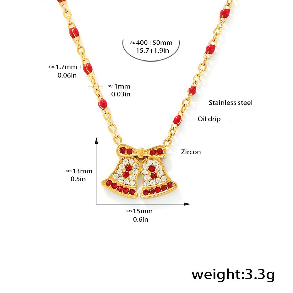 Planderful Elk Zircon Necklace Ladies Stainless Steel Gift