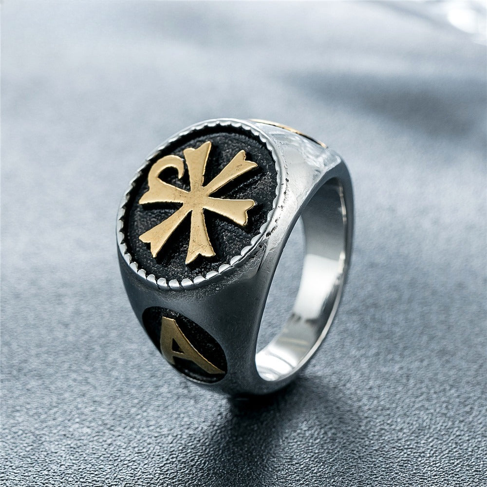 Planderful Titanium Steel Ring Retro Orthodox Design Unisex Punk Jewelry For Men And Women Bold Protection Statement