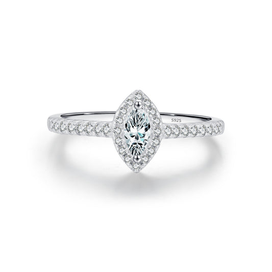 Double-Layer Zirconia Sterling Silver Ring for Women's High-End Jewelry