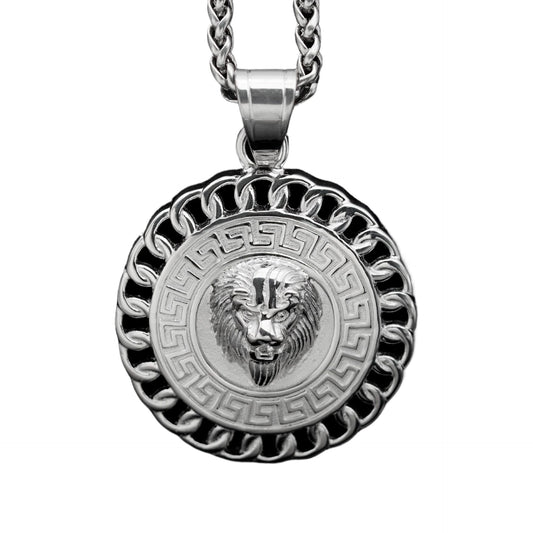 Planderful Titanium Steel Lion Head Pendant Necklace Unisex