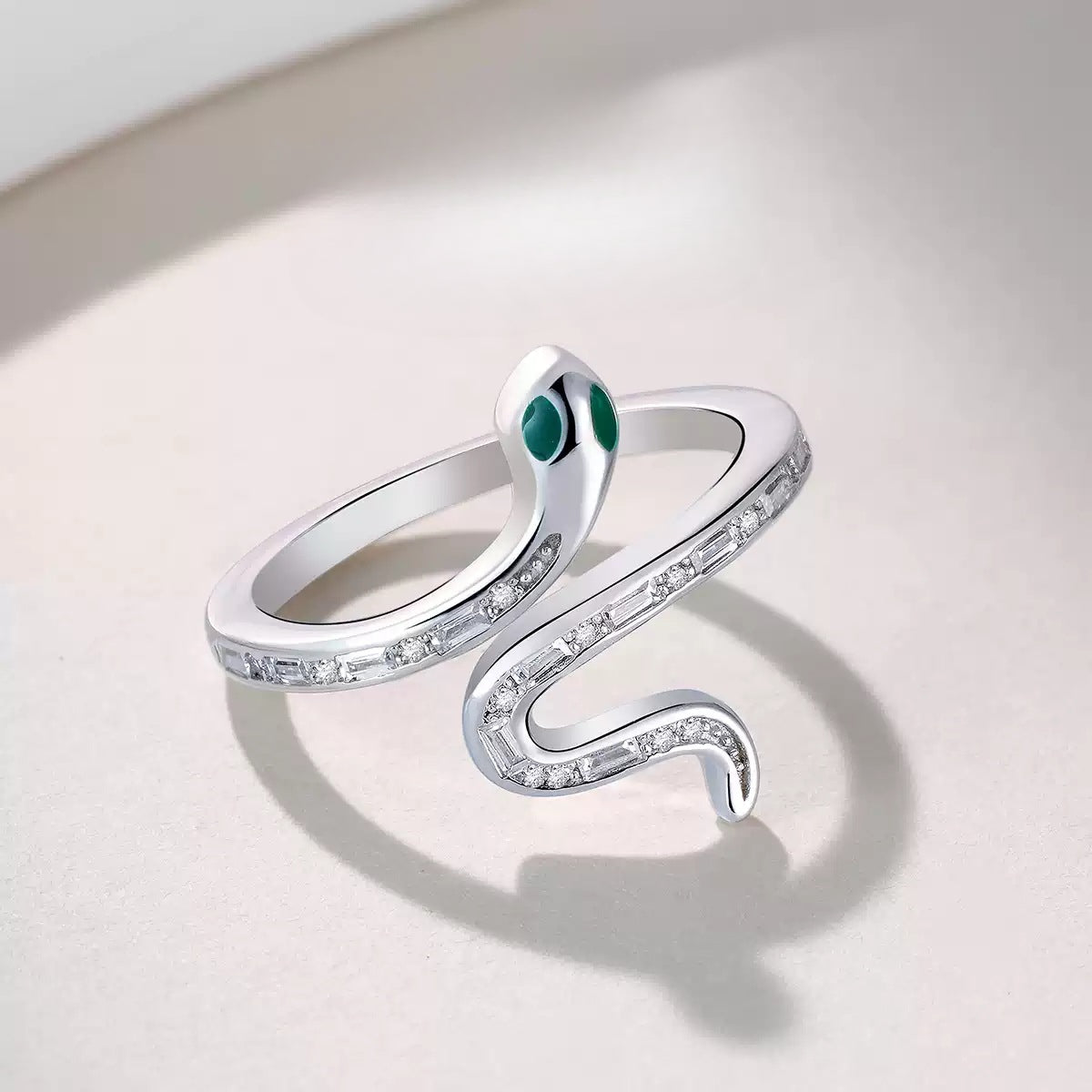 Planderful Everyday Genie – 925 Sterling Silver Inlaid Snake Ring for Women's Fashion Niche Design