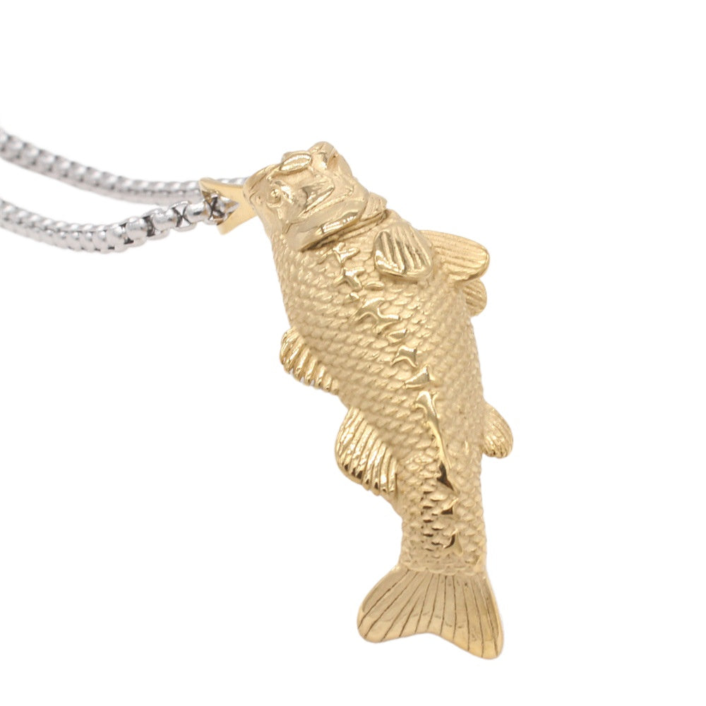 Planderful Everyday Genie – European and American Retro Goldfish Titanium Steel Pendant for Men