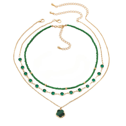 Planderful Vienna Verve Clover Stacked Necklace Set – Versatile Bohemian Style