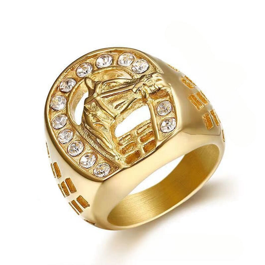European And American Hip-Hop Style Horse Head Ring For Men