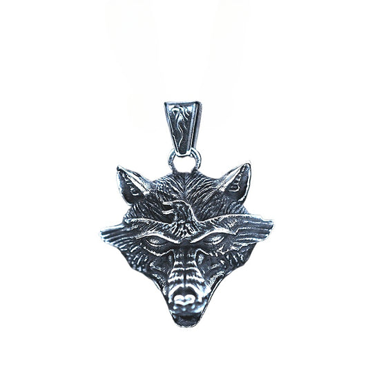 Retro Stainless Steel Wolf Head and Eagle Pendant Necklace for Men - European and American Design
