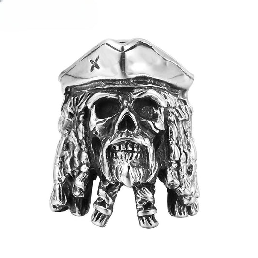 Halloween Caribbean Pirates Skull Titanium Steel Ring for Men