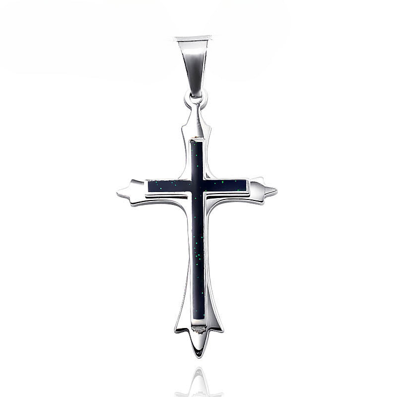 Trendy Titanium Steel Epoxy Cross Pendant for Men and Women - Wholesale Fashion Jewelry