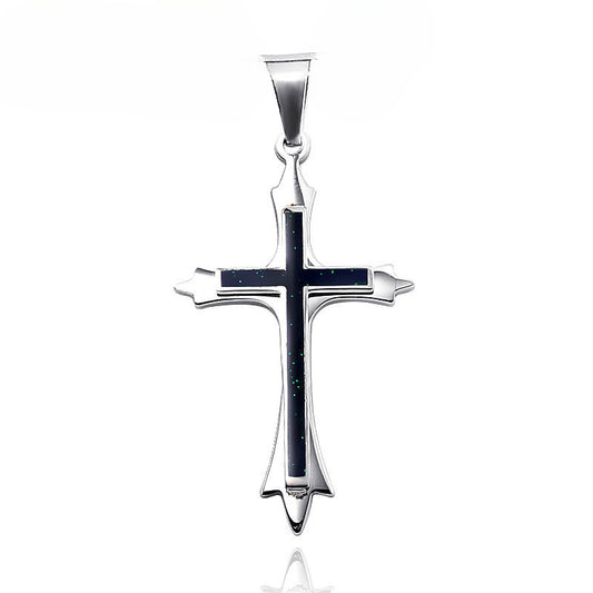 Trendy Titanium Steel Epoxy Cross Pendant for Men and Women - Wholesale Fashion Jewelry