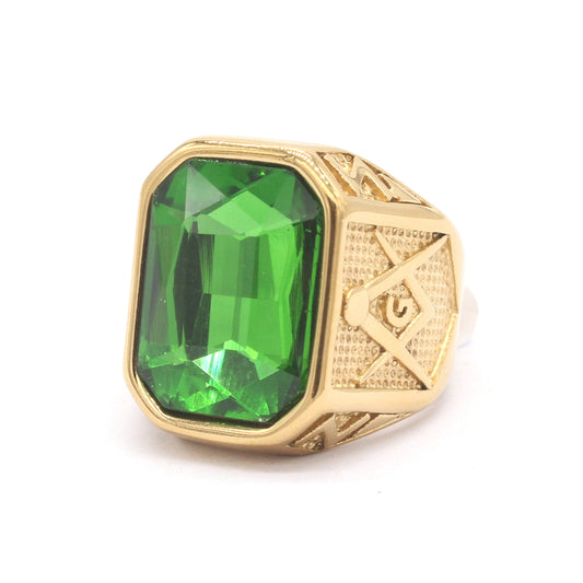 Planderful Zircon Titanium Steel Ring Unisex Vintage Masonic Style For Men Size 8-12