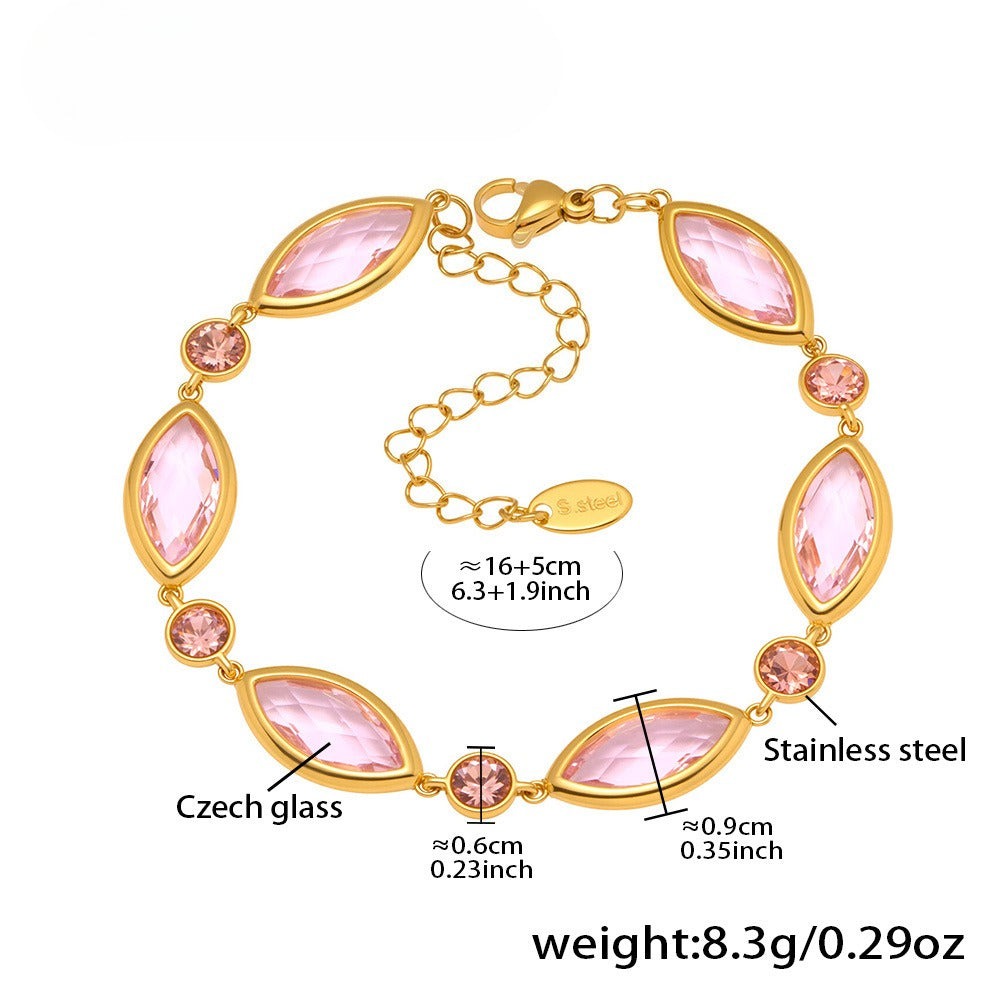 Planderful Crystal Glass Bracelet Luxury 18K Gold Women