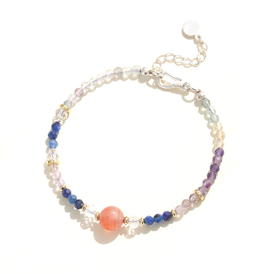 Planderful Fortune's Favor Bracelet – Premium Aquamarine and Pink Crystal Design