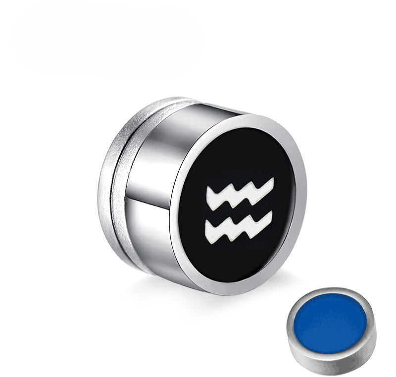 Titanium Steel Twelve Constellation Earrings for Men
