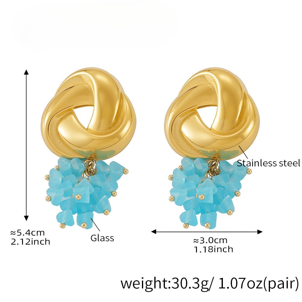 Planderful Geometric Tassel Stained Glass Earrings Women