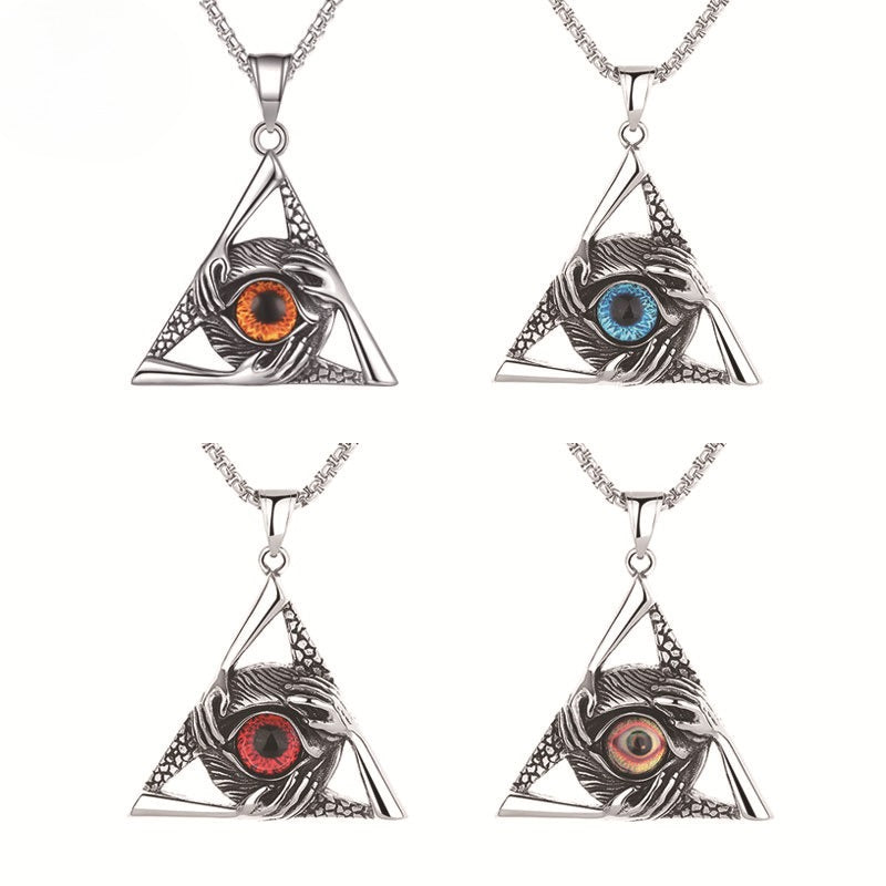 Stainless Steel Necklace - Vintage Punk Devil Eye Pendant for Everyday Wear and Gift Idea