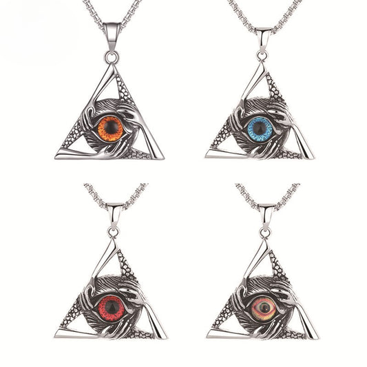 Stainless Steel Necklace - Vintage Punk Devil Eye Pendant for Everyday Wear and Gift Idea