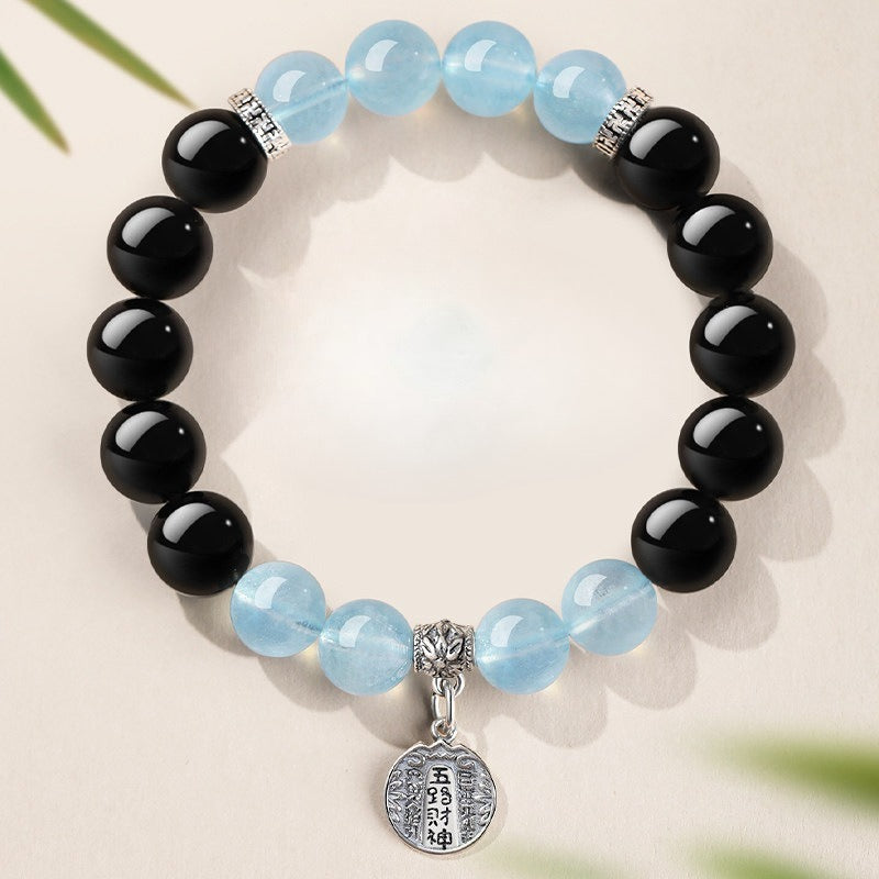 Aquamarine Obsidian Crystal Bracelet
